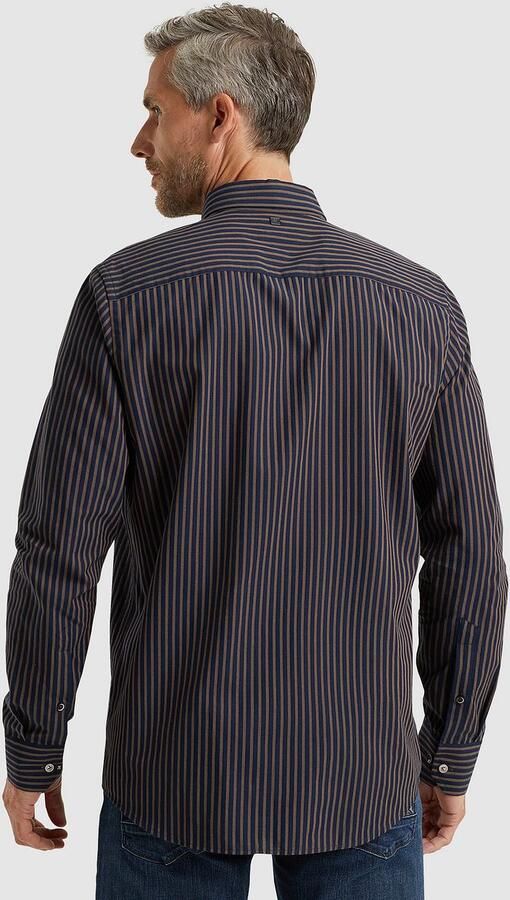 Vanguard Overhemd Lange Mouw Overhemd Strepen Navy Bruin - Foto 3