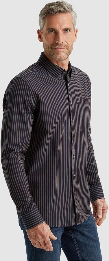 Vanguard Overhemd Lange Mouw Overhemd Strepen Navy Bruin - Foto 4