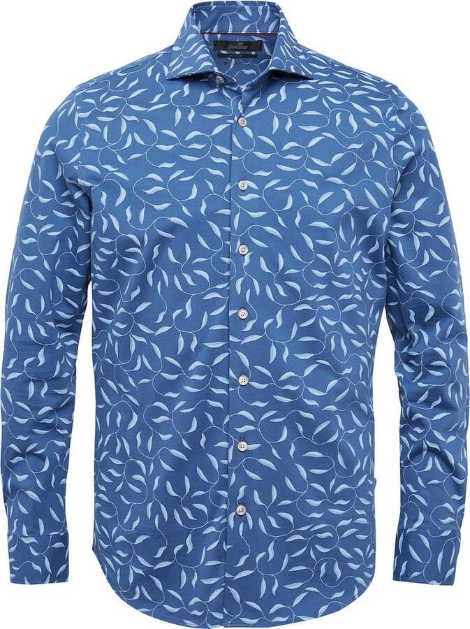 Vanguard Blauwe Casual Overhemd Long Sleeve Shirt Branches Print On Fine Jersey - Foto 3