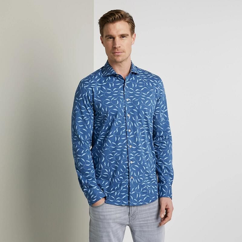Vanguard Blauwe Casual Overhemd Long Sleeve Shirt Branches Print On Fine Jersey - Foto 2