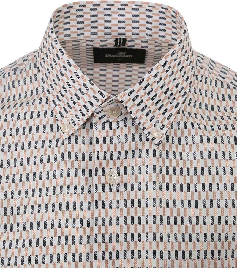 VANGUARD Heren Overhemden Long Sleeve Shirt Print On Poplin Stretch Gebroken Wit