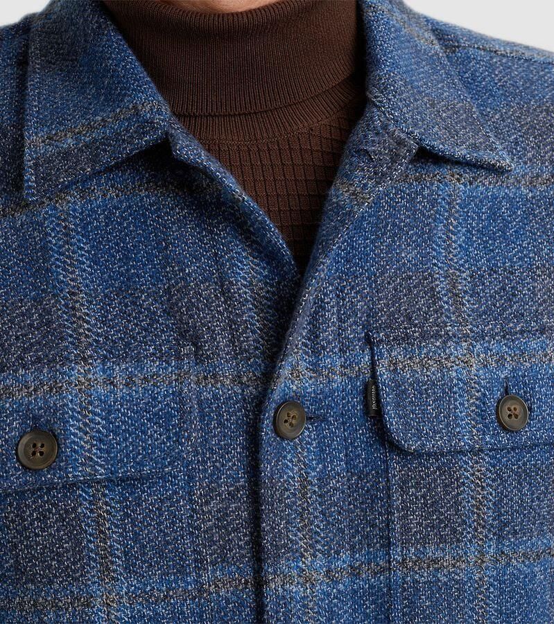 Vanguard Sweater Overshirt Brushed Ruit Blauw