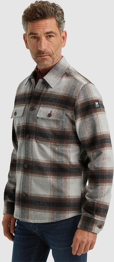 Vanguard Fleece Jack Overshirt Brushed Wolblend Ruit Grijs - Foto 2