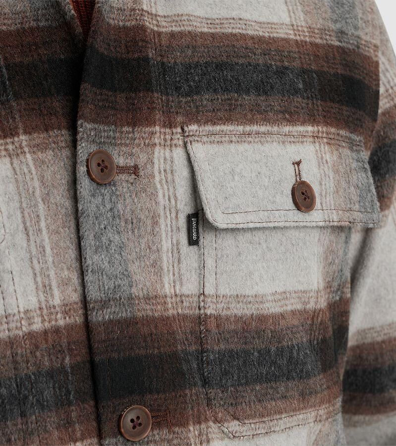 Vanguard Fleece Jack Overshirt Brushed Wolblend Ruit Grijs - Foto 3