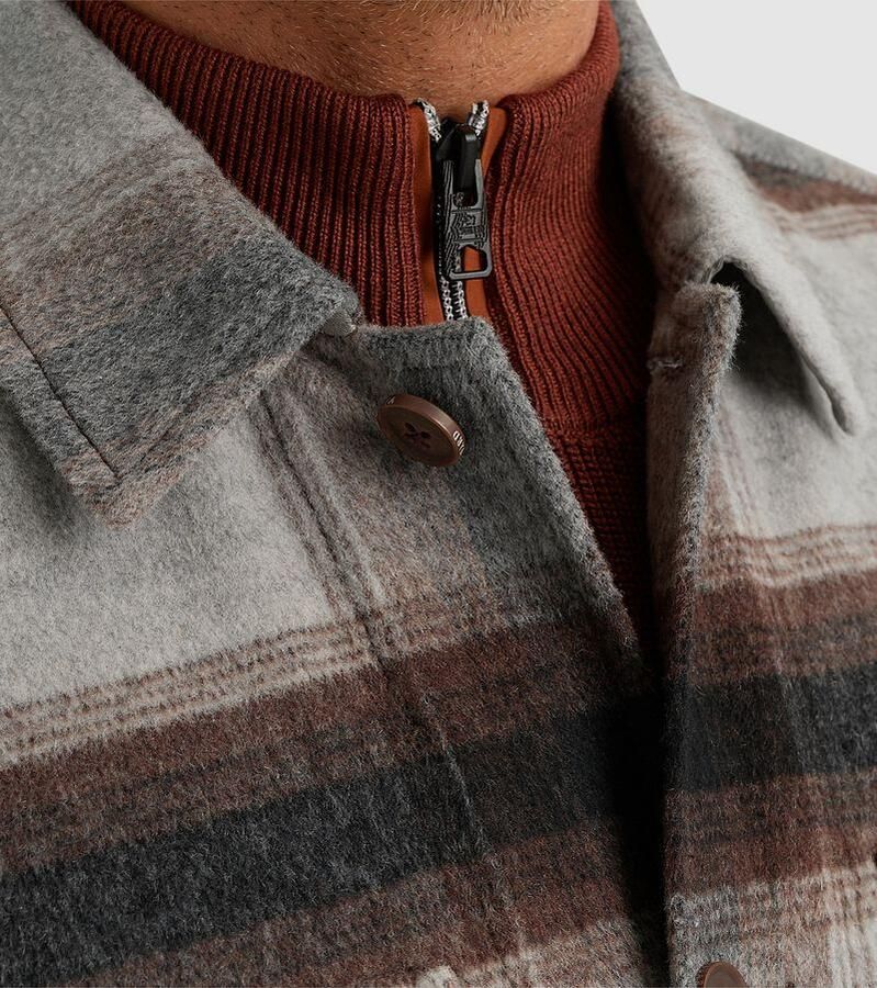 Vanguard Fleece Jack Overshirt Brushed Wolblend Ruit Grijs - Foto 4