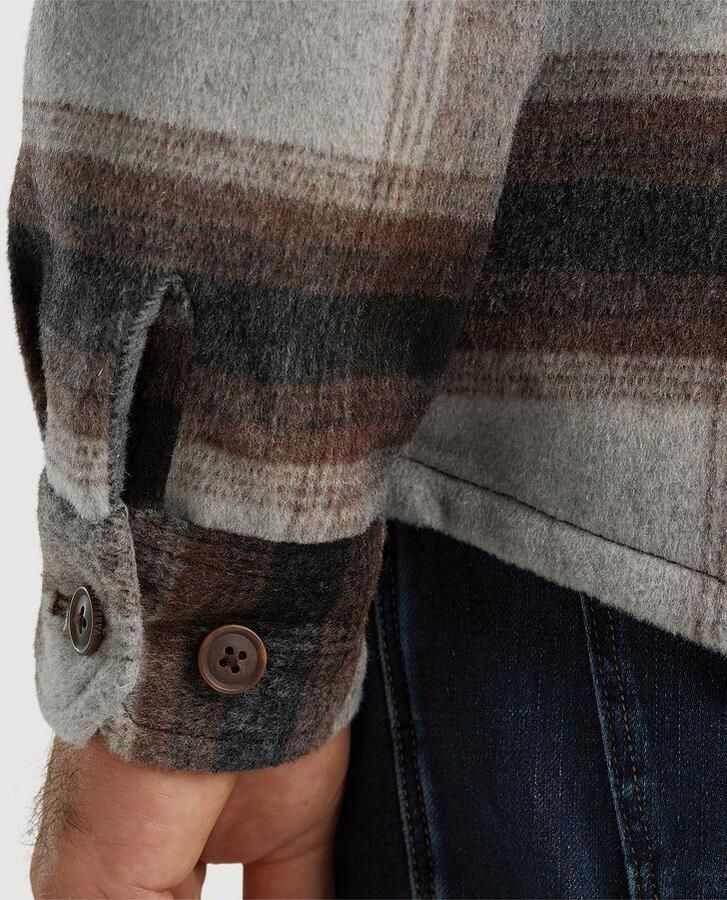 Vanguard Fleece Jack Overshirt Brushed Wolblend Ruit Grijs - Foto 5