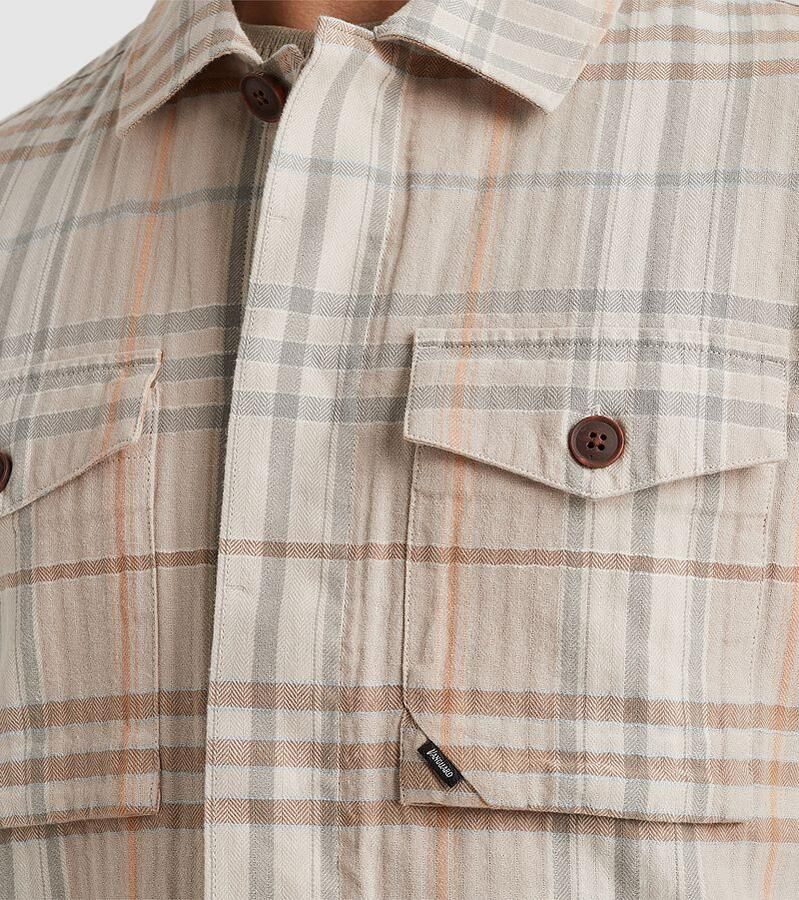 Vanguard Geweven Check Lange Mouw Shirt Beige Heren