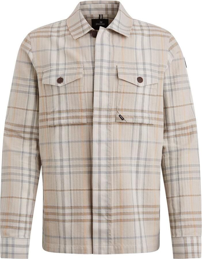 Vanguard Geweven Check Lange Mouw Shirt Beige Heren