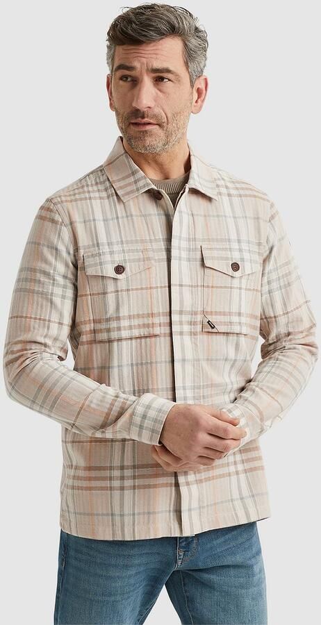 Vanguard Geweven Check Lange Mouw Shirt Beige Heren - Foto 4