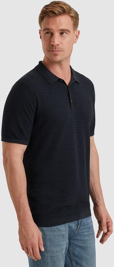 Vanguard regular polo met ingebreid patroon donkerblauw - Foto 4