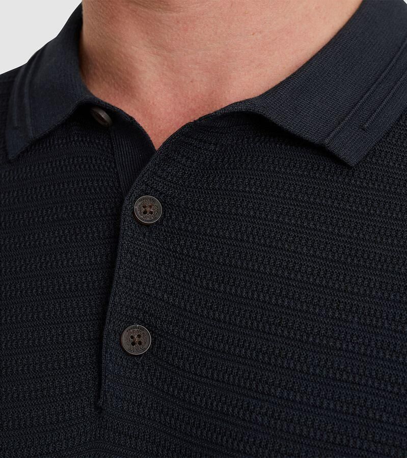 Vanguard regular polo met ingebreid patroon donkerblauw