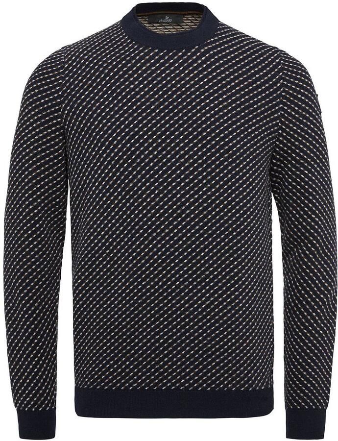 Vanguard trui ronde hals donkerblauw geprint merinowol