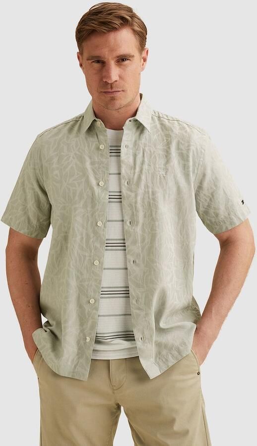 Vanguard Short Sleeve Overhemd Jacquard Greige - Foto 3