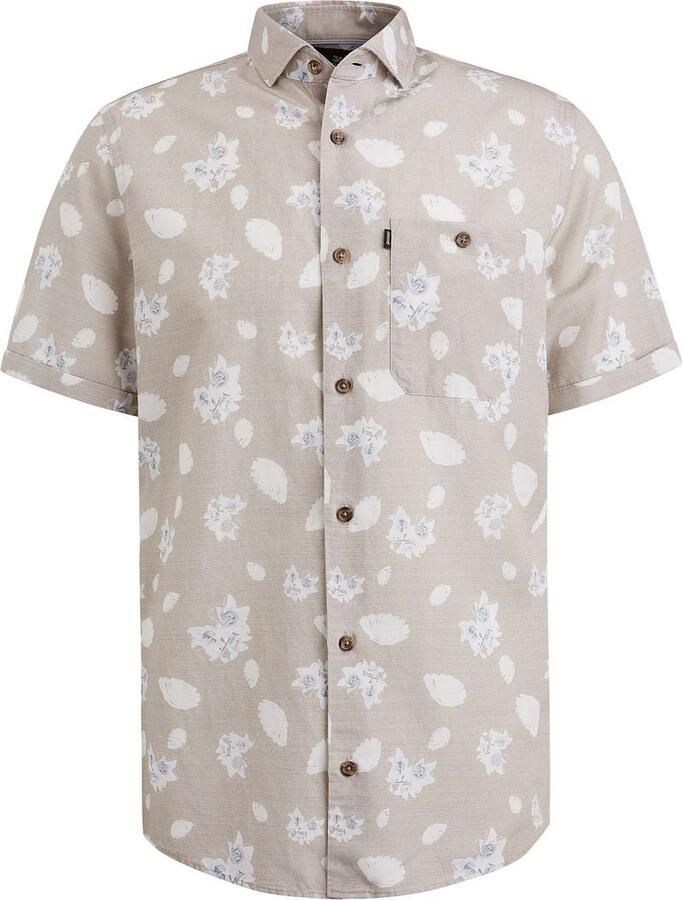VANGUARD Heren Overhemden Short Sleeve Shirt Printed Tencel Cotton Linen Beige - Foto 9