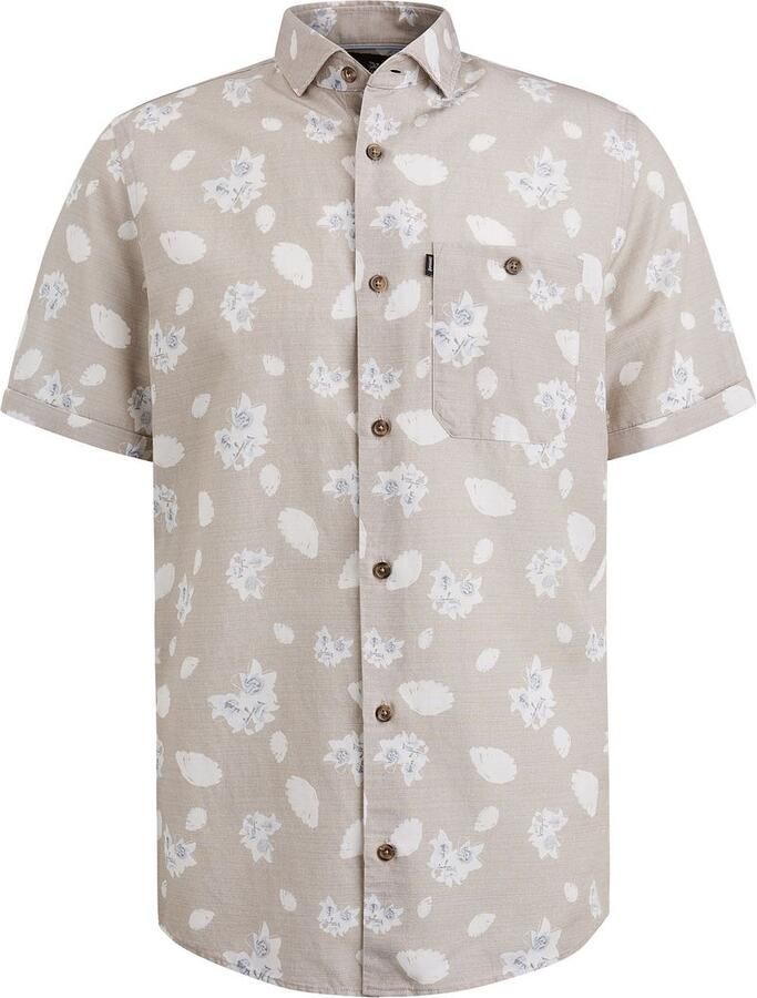 VANGUARD Heren Overhemden Short Sleeve Shirt Printed Tencel Cotton Linen Beige - Foto 5