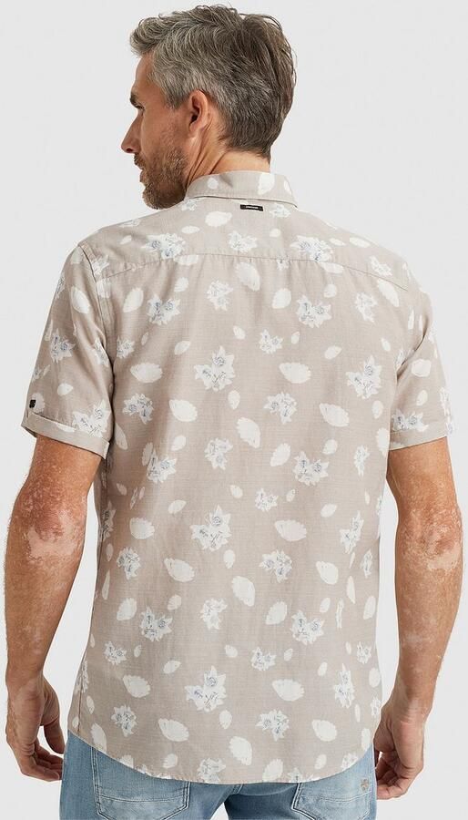 VANGUARD Heren Overhemden Short Sleeve Shirt Printed Tencel Cotton Linen Beige - Foto 8
