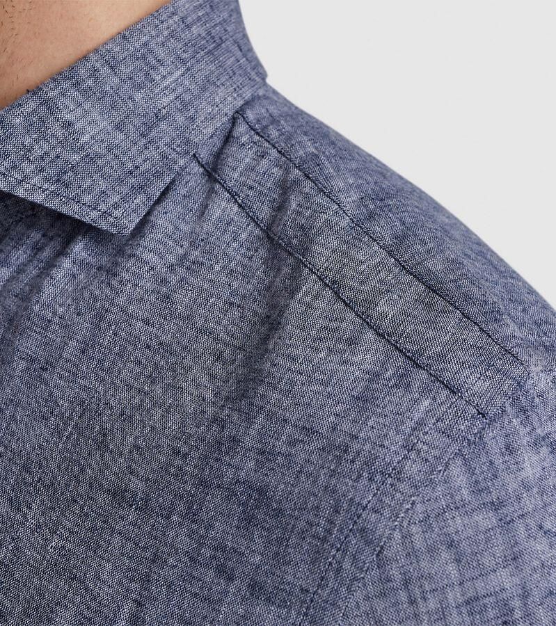 Vanguard Blauwe Casual Overhemd Short Sleeve Shirt Linen Cotton Blend - Foto 3