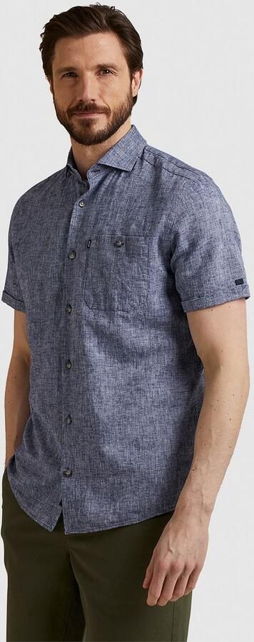 Vanguard Blauwe Casual Overhemd Short Sleeve Shirt Linen Cotton Blend - Foto 5