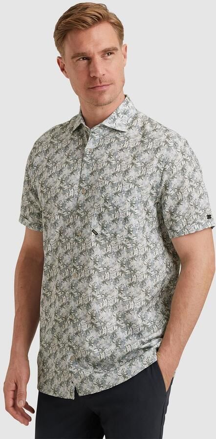 Vanguard Overhemd Lange Mouw Short Sleeve Overhemd Print Blauw Groen