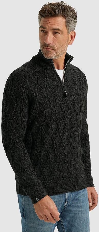 Vanguard Sweaters Trui Half Zip Heavy Knit Zwart - Foto 5