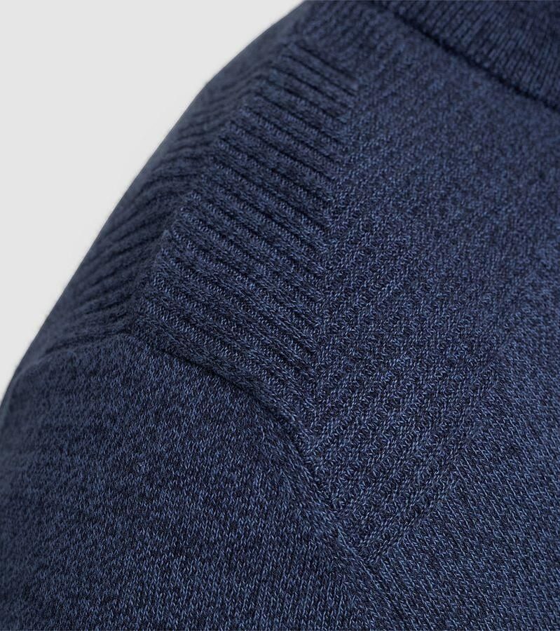Vanguard Sweater Trui Half Zip Melange Donkerblauw