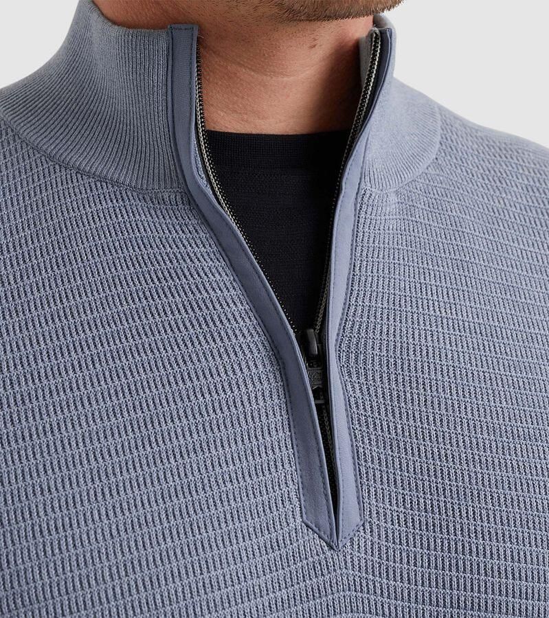 Vanguard Half Zip Katoen Modal Mouli Pullover Blue Heren - Foto 4