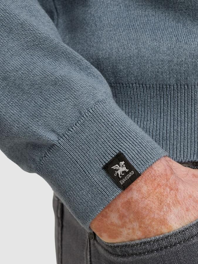 Vanguard Trui Half Zip Structuur Lichtblauw - Foto 3