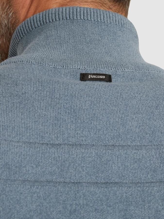 Vanguard Trui Half Zip Structuur Lichtblauw - Foto 4