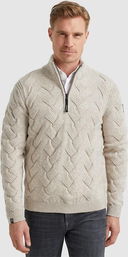 Vanguard Sweater Trui Half Zip Structuur Wolblend Ecru - Foto 3
