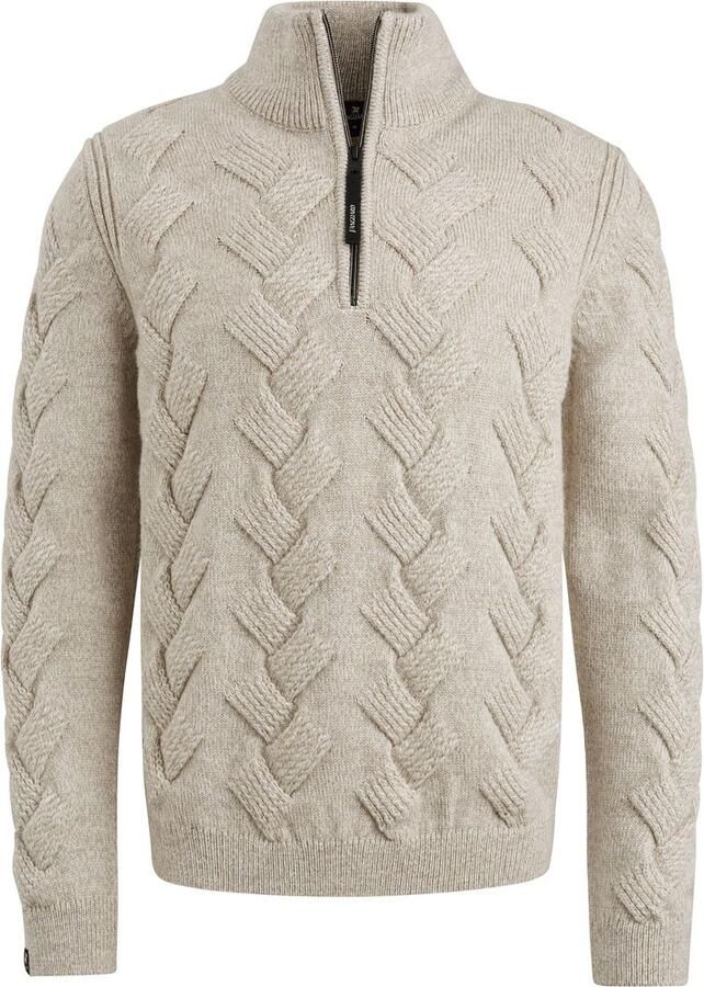 Vanguard Sweater Trui Half Zip Structuur Wolblend Ecru