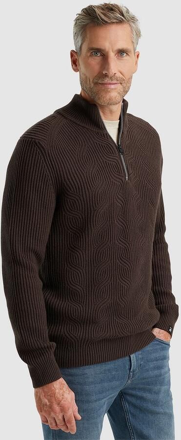 Vanguard Trui Half Zip Structuur Wolmix Bruin - Foto 2