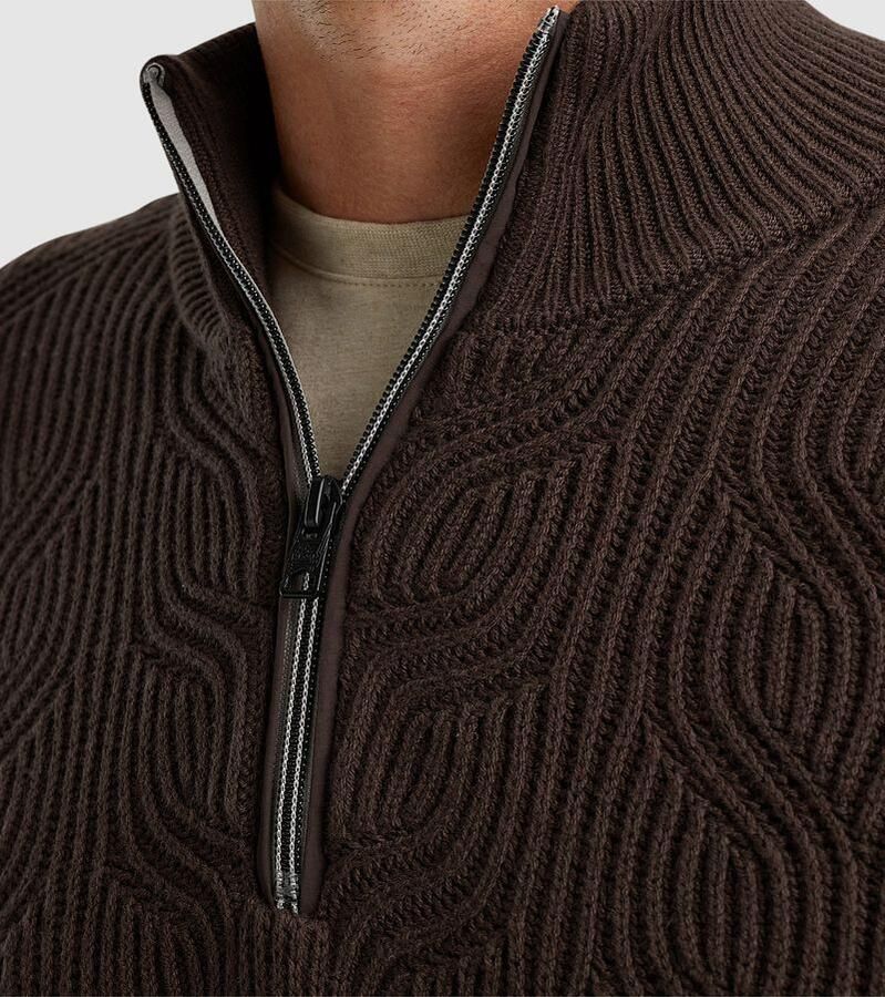 Vanguard Trui Half Zip Structuur Wolmix Bruin - Foto 3