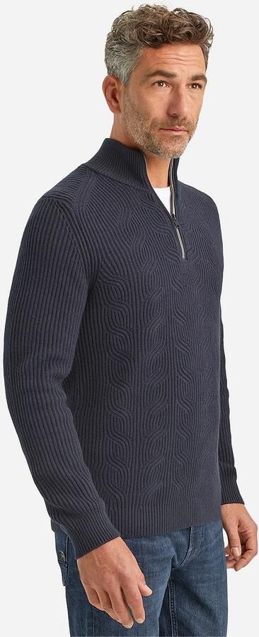 Vanguard Sweaters Trui Half Zip Structuur Wolmix Navy - Foto 5