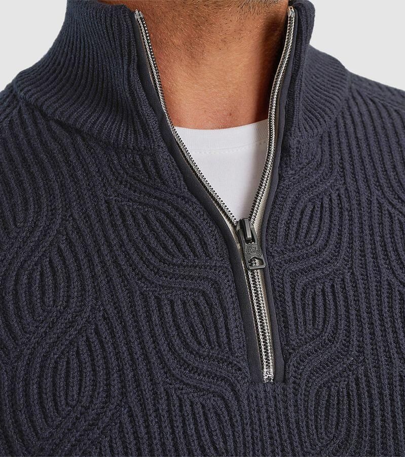 Vanguard Sweaters Trui Half Zip Structuur Wolmix Navy - Foto 2