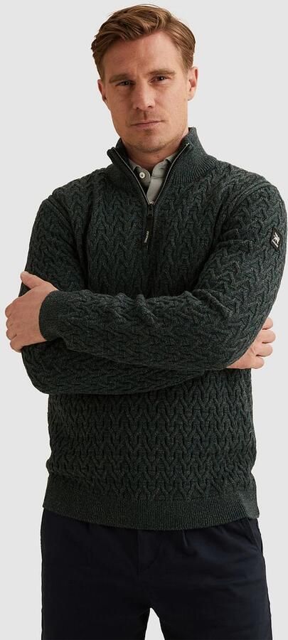 Vanguard Sweater Trui Half Zip Wol Blend Donkergroen - Foto 4