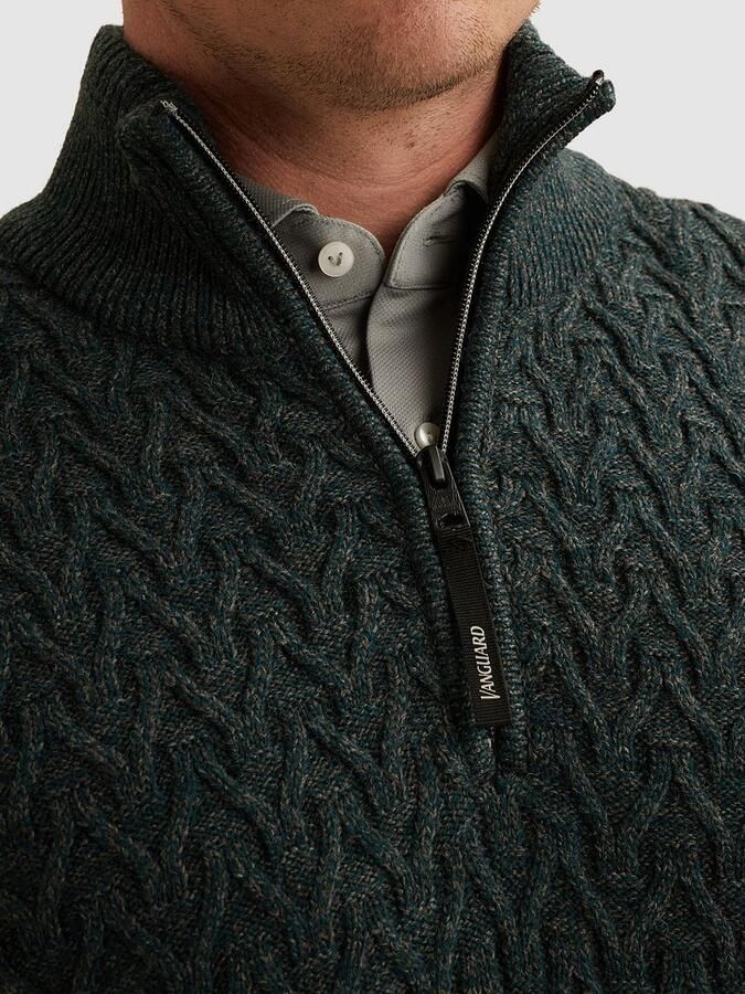 Vanguard Sweater Trui Half Zip Wol Blend Donkergroen - Foto 5