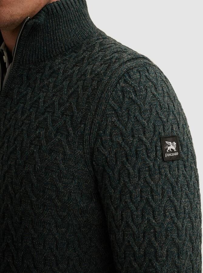 Vanguard Sweater Trui Half Zip Wol Blend Donkergroen - Foto 6