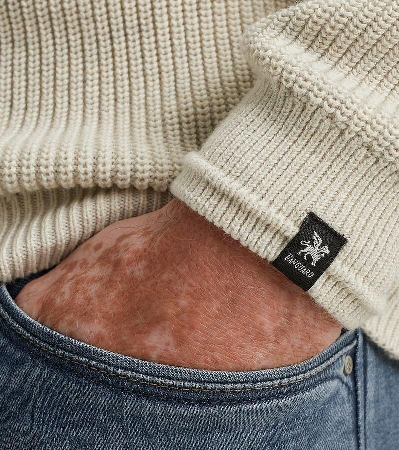 Vanguard Gestreepte Mock Neck Pullover Beige Heren