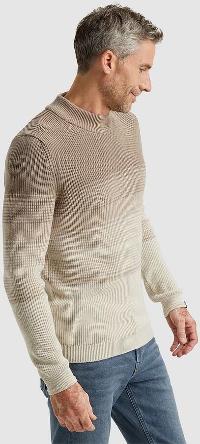 Vanguard Gestreepte Mock Neck Pullover Beige Heren - Foto 2