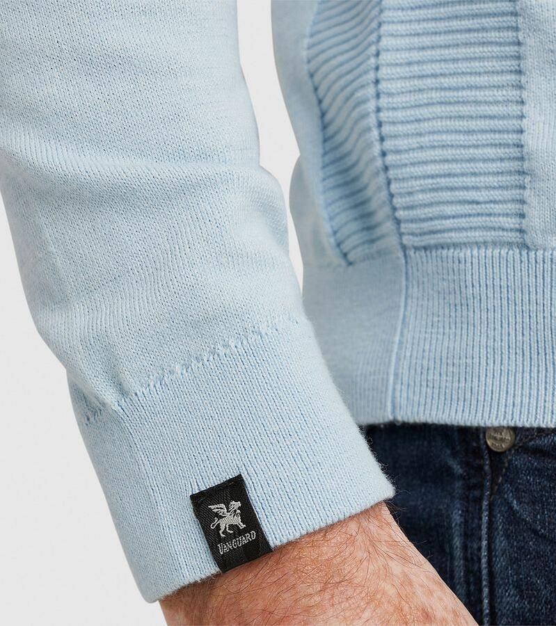 Vanguard Katoenen Slub R-Neck Pullover Blue Heren - Foto 2