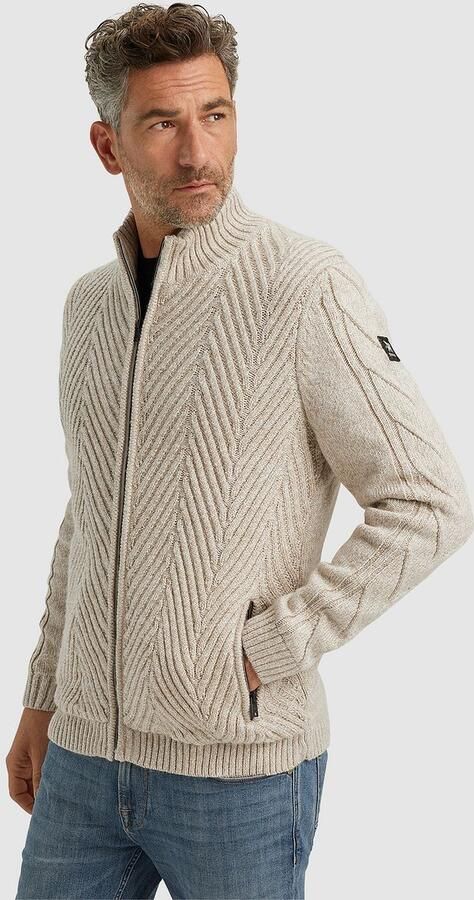 Vanguard gevoerd vest met wol en ingebreid patroon beige - Foto 4