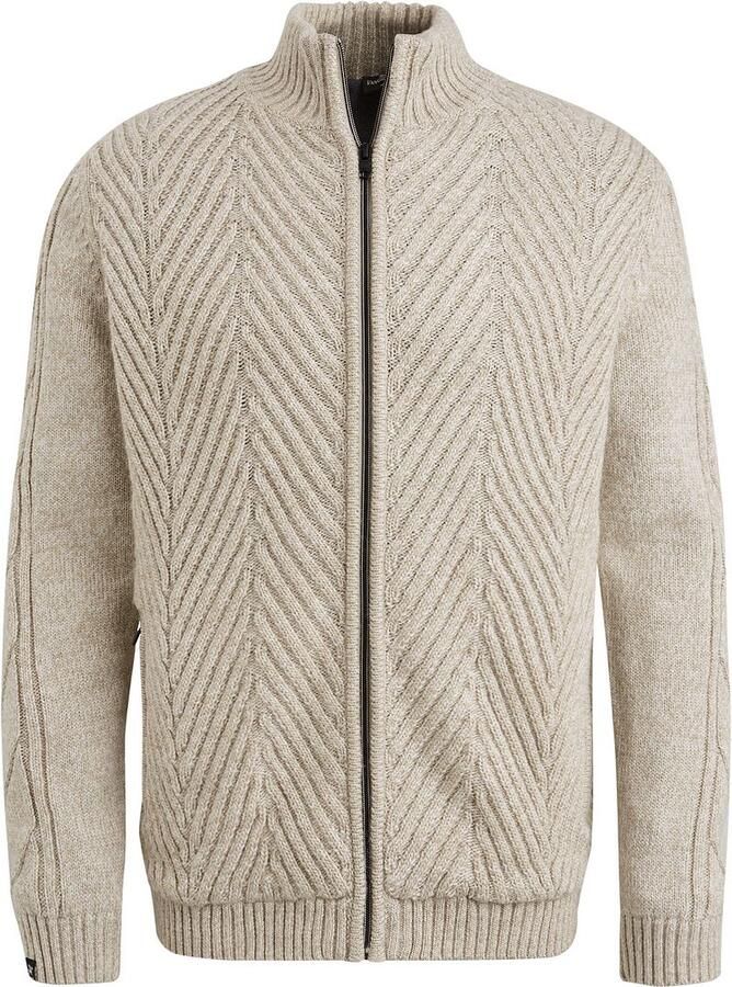Vanguard gevoerd vest met wol en ingebreid patroon beige