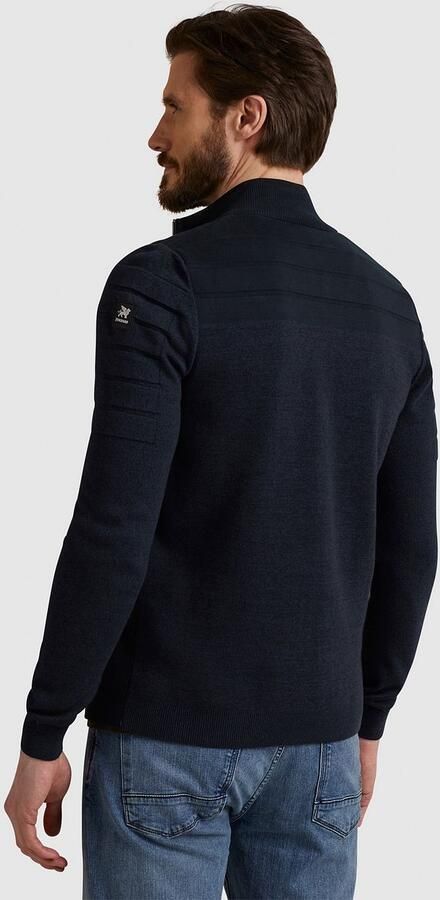 VANGUARD Heren Truien & Vesten Zip Jacket Cotton Bonded Mouline Donkerblauw - Foto 4