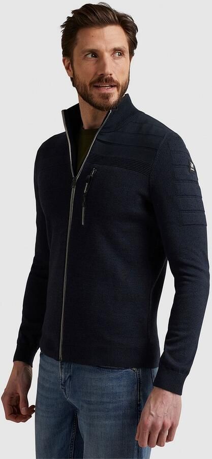 VANGUARD Heren Truien & Vesten Zip Jacket Cotton Bonded Mouline Donkerblauw - Foto 5