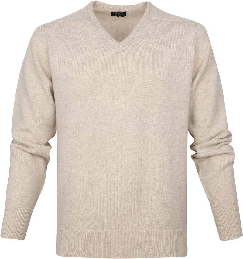 William Lockie V-Hals Lamswol Linen Beige