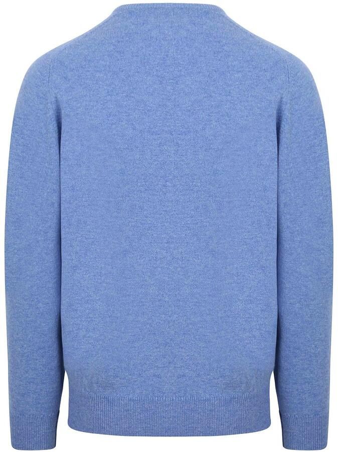 William Lockie Trui Pullover Lamswol V Surf Mid Blue