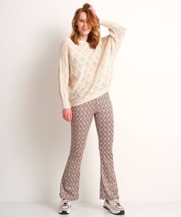 terStal Dames ajour gebreide trui beige in maat