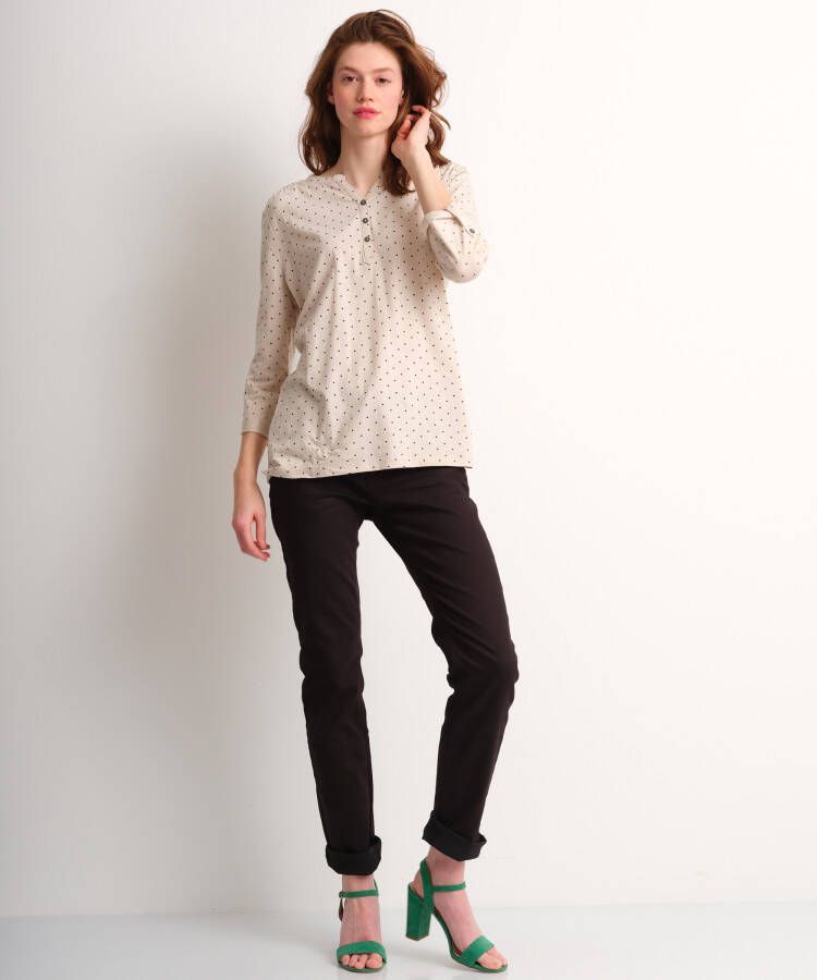terStal Dames basic top stippen beige in maat