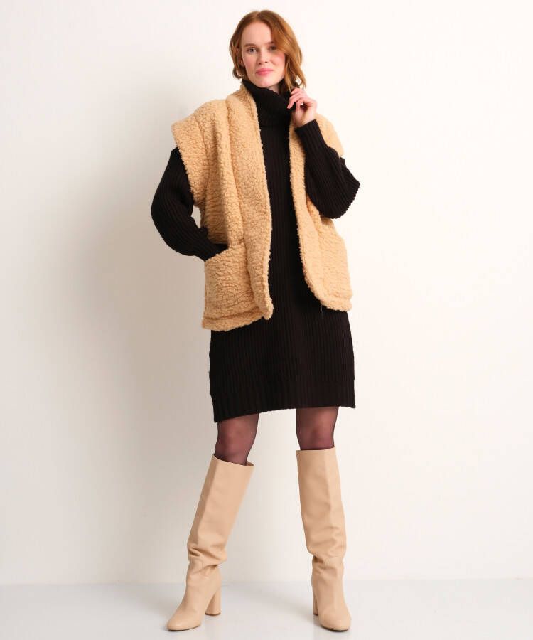 terStal Dames beige teddy gilet beige in maat