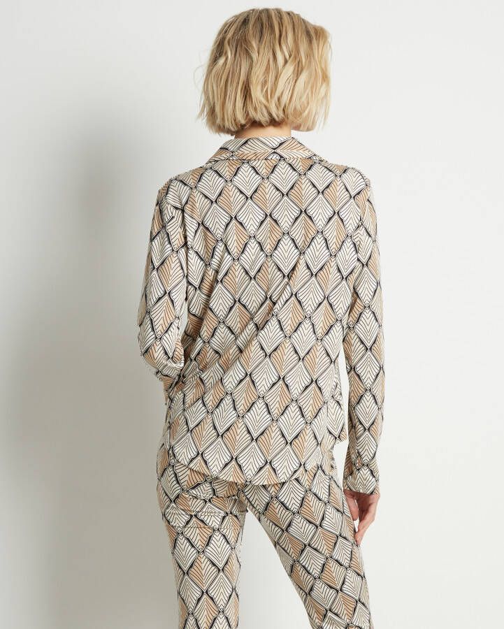 terStal Dames blouse all-over ruitjes beige in maat